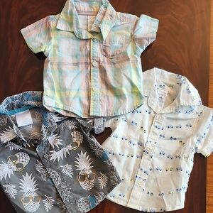 Kids Tropical Print Shirt Set - Blue, Gray, White Carters  and Small Wonders